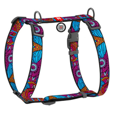 Collar WauDog Nylon Szelki nylonowe anatomiczne w kształcie litery H, z QR-paszportem, plastikowy fastex, wzór LATO, rozmiar L 2