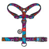 Collar WauDog Nylon Szelki nylonowe anatomiczne w kształcie litery H, z QR-paszportem, plastikowy fastex, wzór LATO, rozmiar L 2