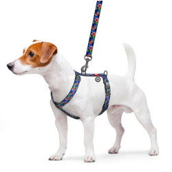 Collar WauDog Nylon Szelki nylonowe anatomiczne w kształcie litery H, z QR-paszportem, plastikowy fastex, wzór FIGA, rozmiar M 2