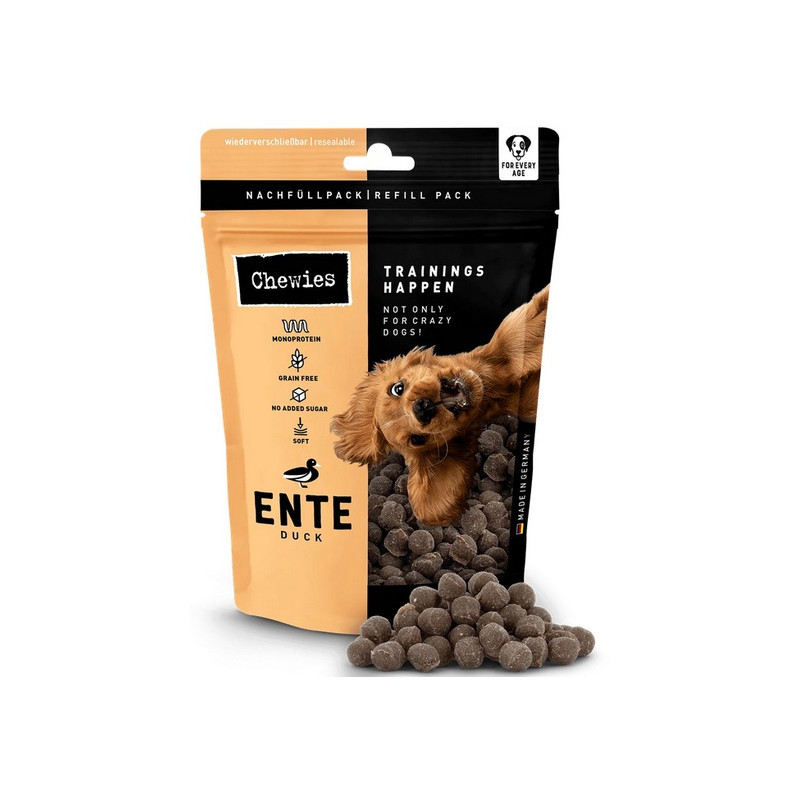 Chewies Trainings-Happen Kaczka monobiałkowe, bezzbożowe wiaderko 175g - All4Animals