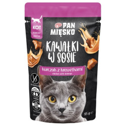 Pan Mięsko Karma mokra dla kota - kurczak i krewetki kawałki w sosie saszetka 85g - All4Animals