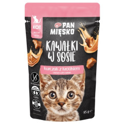 Pan Mięsko Karma mokra dla kota - Kitten kurczak i królik kawałki w sosie saszetka 85g - All4Animals