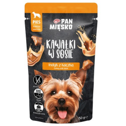 Pan Mięsko Karma mokra dla psa - indyk z kaczką kawałki w sosie saszetka 150g - All4Animals