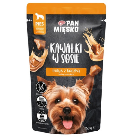 Pan Mięsko Karma mokra dla psa - indyk z kaczką kawałki w sosie saszetka 150g - All4Animals