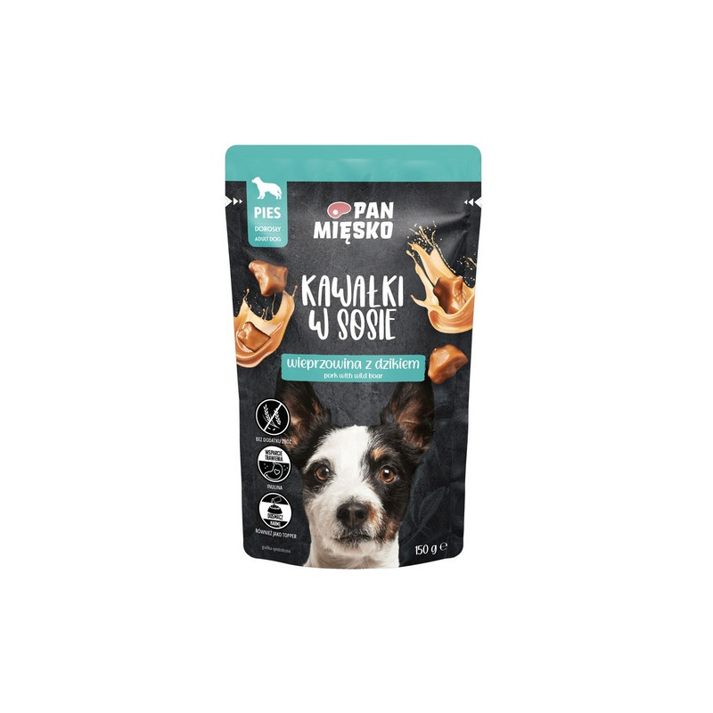 Pan Mięsko Karma mokra dla psa - wieprzowina z dzikiem kawałki w sosie saszetka 150g - All4Animals