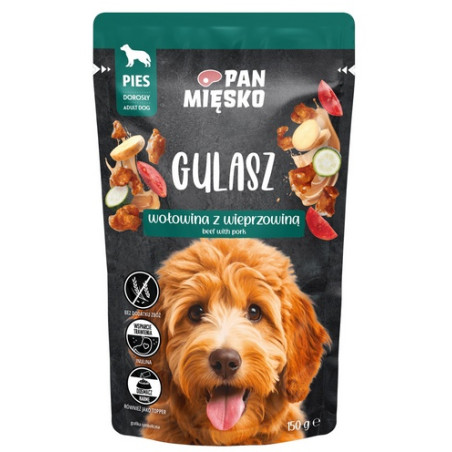 Pan Mięsko Karma mokra dla psa - Gulasz wołowina z wieprzowiną saszetka 150g - All4Animals