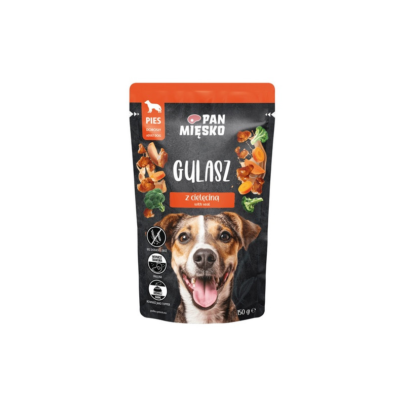 Pan Mięsko Karma mokra dla psa - Gulasz indyk z cielęciną saszetka 150g - All4Animals