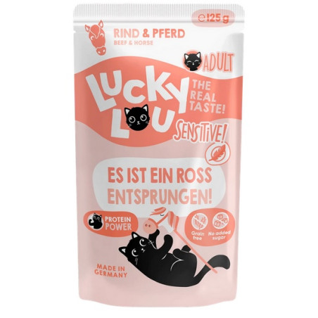 Lucky Lou Lifestage Sensitive Wołowina i konina saszetka 125g - All4Animals