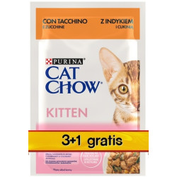 Purina Cat Chow Kitten Indyk i cukinia saszetki 3+1 GRATIS 4x85g - All4Animals