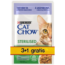 Purina Cat Chow Sterilised Jagnięcina saszetki 3+1 GRATIS 4x85g - All4Animals