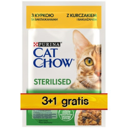 Purina Cat Chow Sterilised Kurczak saszetki 3+1 GRATIS 4x85g - All4Animals