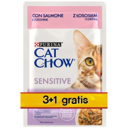 Purina Cat Chow Sensitive Łosoś saszetki 3+1 GRATIS 4x85g - All4Animals