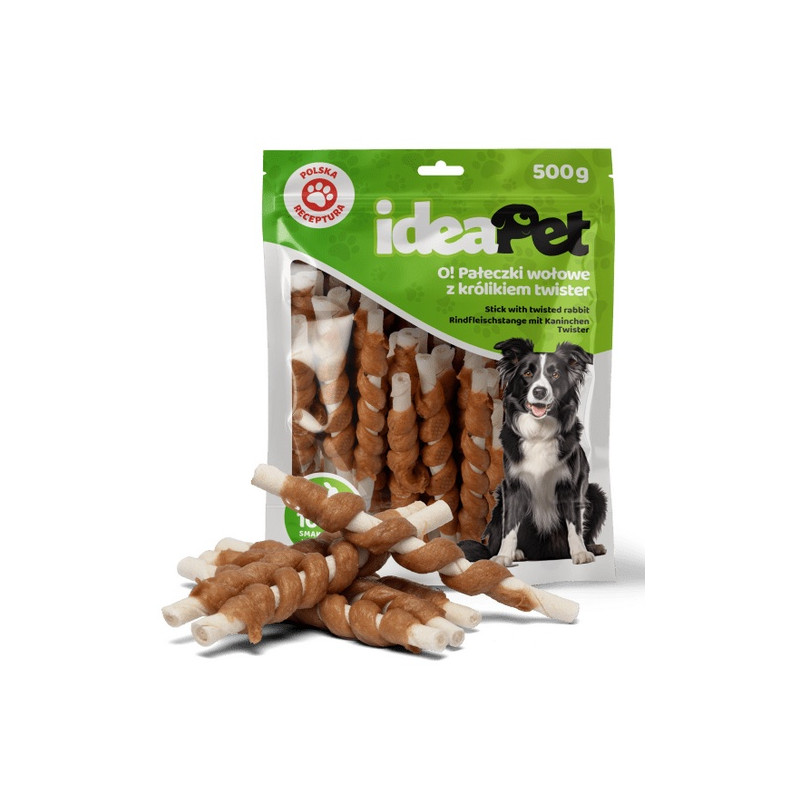 IdeaPet Pałeczki wołowe z królikiem Twister 500g - All4Animals