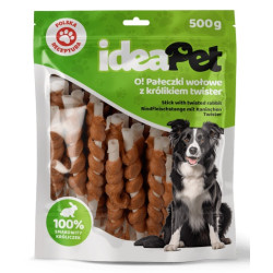 IdeaPet Pałeczki wołowe z królikiem Twister 500g - All4Animals