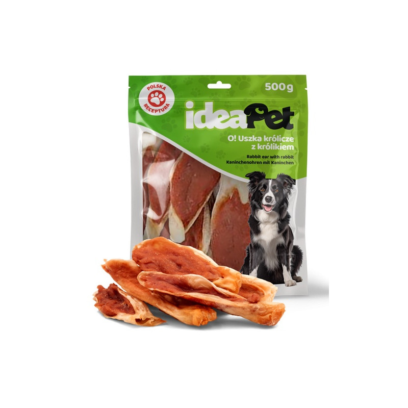 IdeaPet Uszka królicze z królikiem 500g - All4Animals