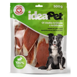 IdeaPet Uszka królicze z królikiem 500g - All4Animals