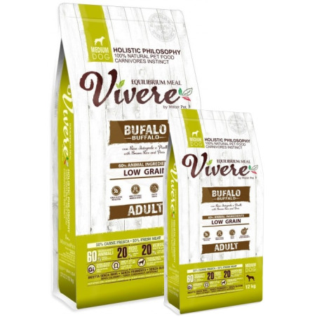Vivere Dog Medium Adult Buffalo Karma Monobiałkowa z Bawołem 12+3kg - All4Animals