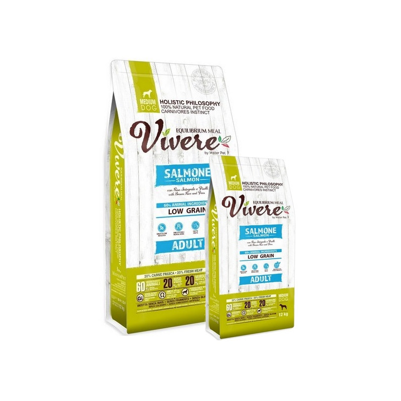 Vivere Dog Medium Adult Salmon Karma Monobiałkowa z Łososiem 12+3kg - All4Animals