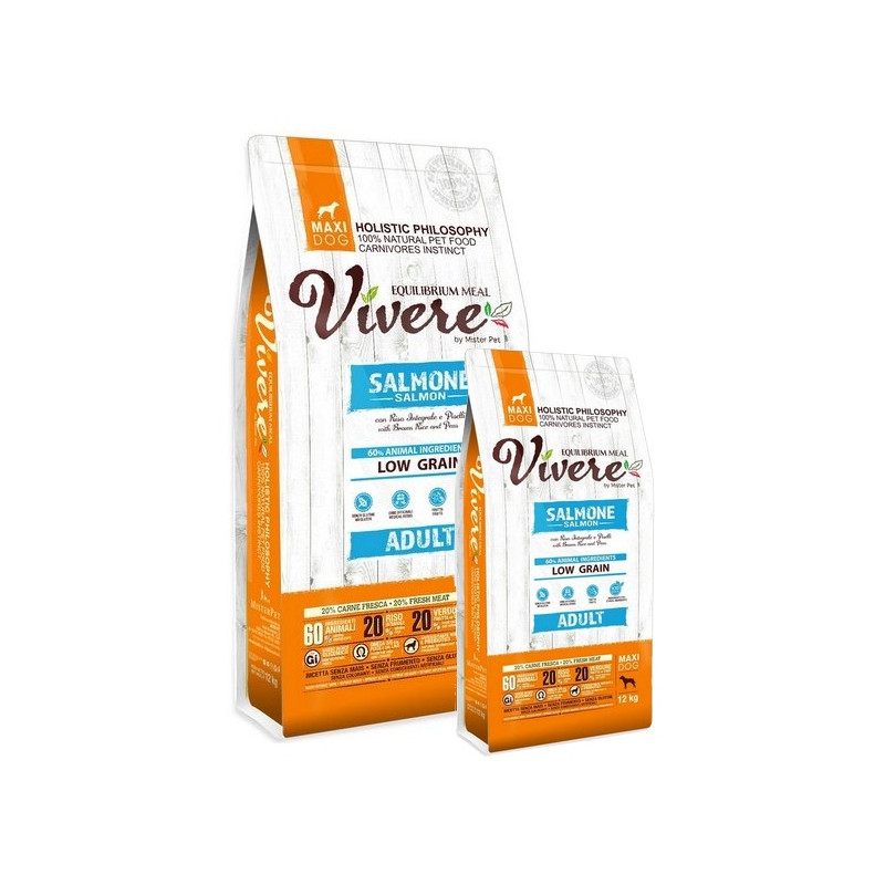Vivere Maxi Adult Salmon Karma Monobiałkowa Łosoś dla dużych ras 12+3kg - All4Animals