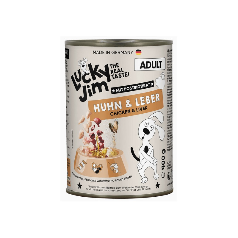 Lucky Jim Classic Adult Kurczak i wątróbka puszka 400g - All4Animals