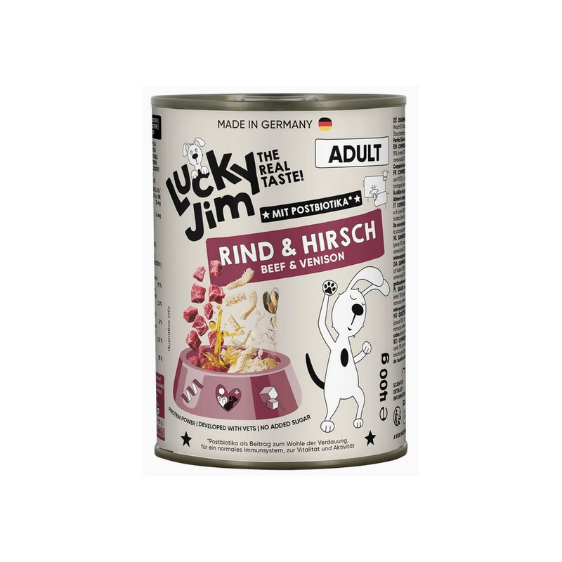 Lucky Jim Classic Adult Wołowina i jeleń puszka 400g - All4Animals
