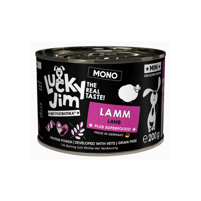 Lucky Jim Mono Mini Adult Jagnięcina puszka 200g - All4Animals