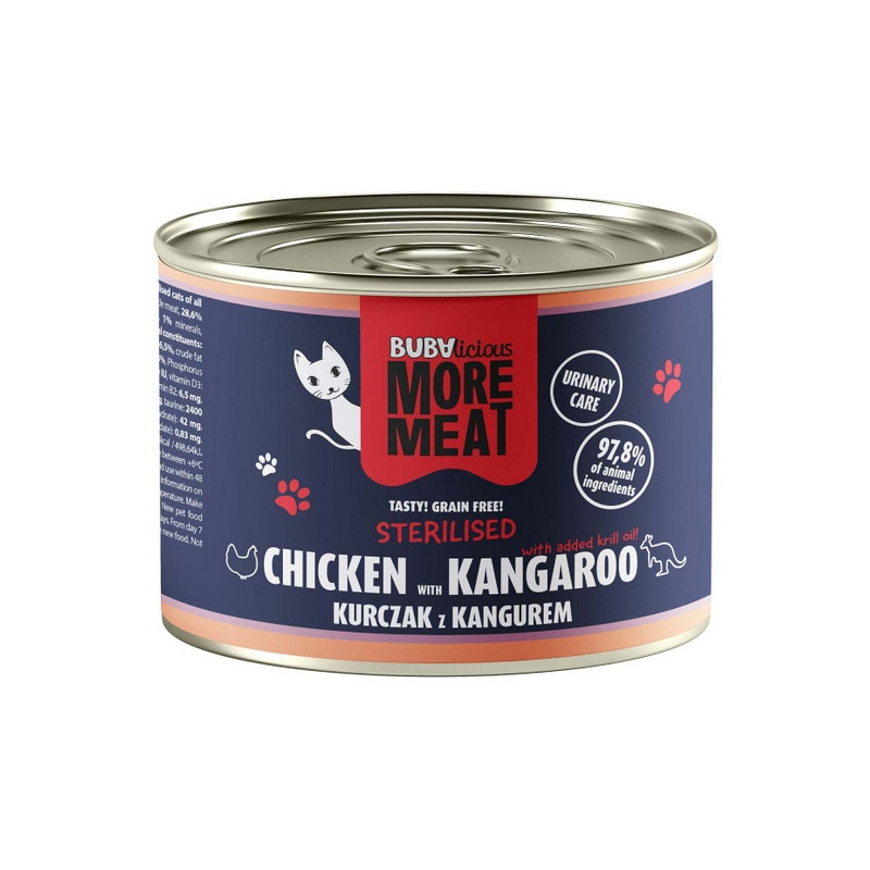 BUBAlicious Kot More Meat Sterilised kurczak i kangur puszka 185g - All4Animals