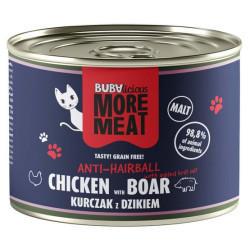 BUBAlicious Kot More Meat Anti-Hairball kurczak i dzik puszka 185g - All4Animals