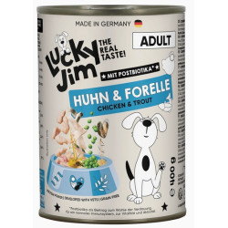 Lucky Jim Classic Adult Kurczak i pstrąg puszka 400g - All4Animals