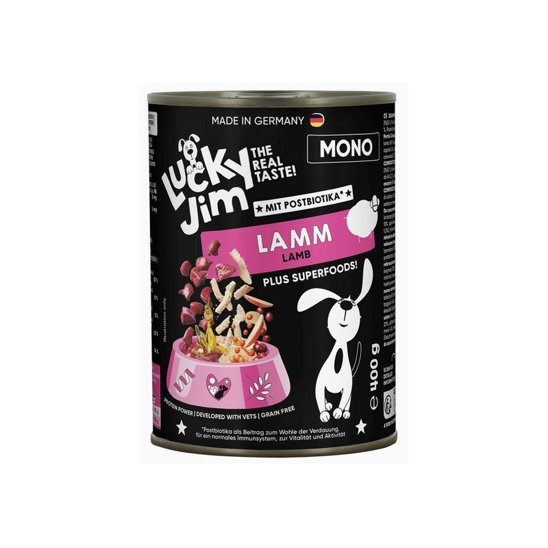 Lucky Jim Mono Adult Jagnięcina puszka 400g - All4Animals