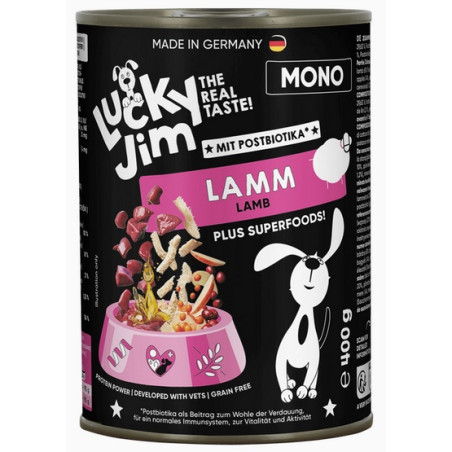 Lucky Jim Mono Adult Jagnięcina puszka 400g - All4Animals