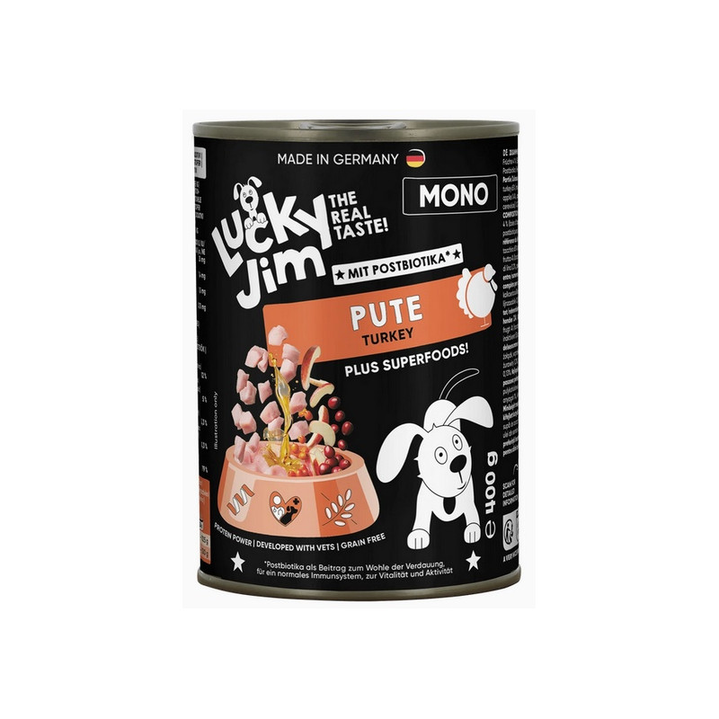 Lucky Jim Mono Adult Indyk puszka 400g - All4Animals