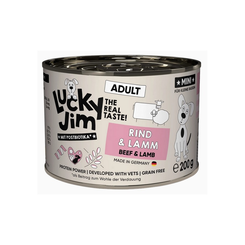 Lucky Jim Classic Mini Adult Wołowina i jagnięcina puszka 200g - All4Animals