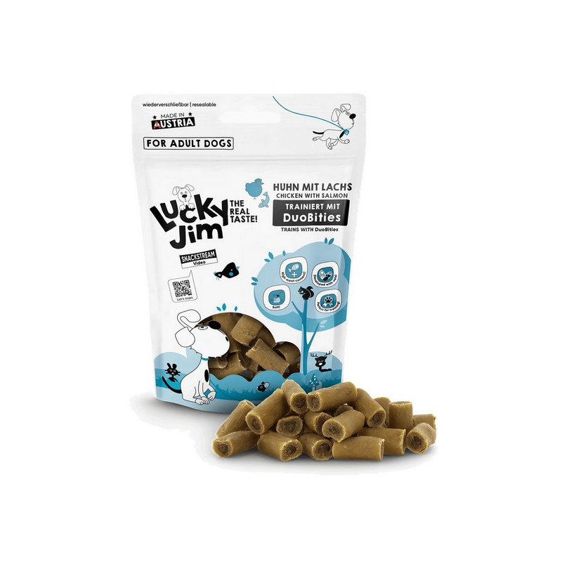 Lucky Jim DuoBities Kurczak i łosoś 70g - All4Animals