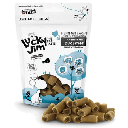 Lucky Jim DuoBities Kurczak i łosoś 70g - All4Animals