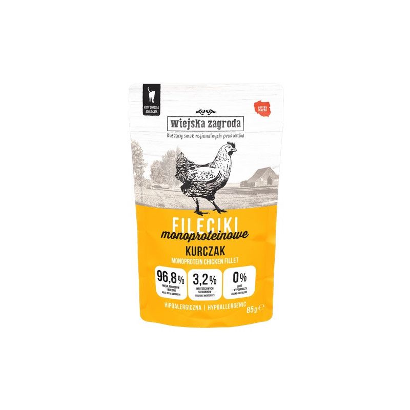 Wiejska Zagroda Kot Fileciki monoproteinowe kurczak saszetka 85g - All4Animals