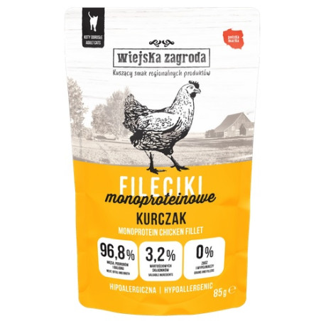 Wiejska Zagroda Kot Fileciki monoproteinowe kurczak saszetka 85g - All4Animals