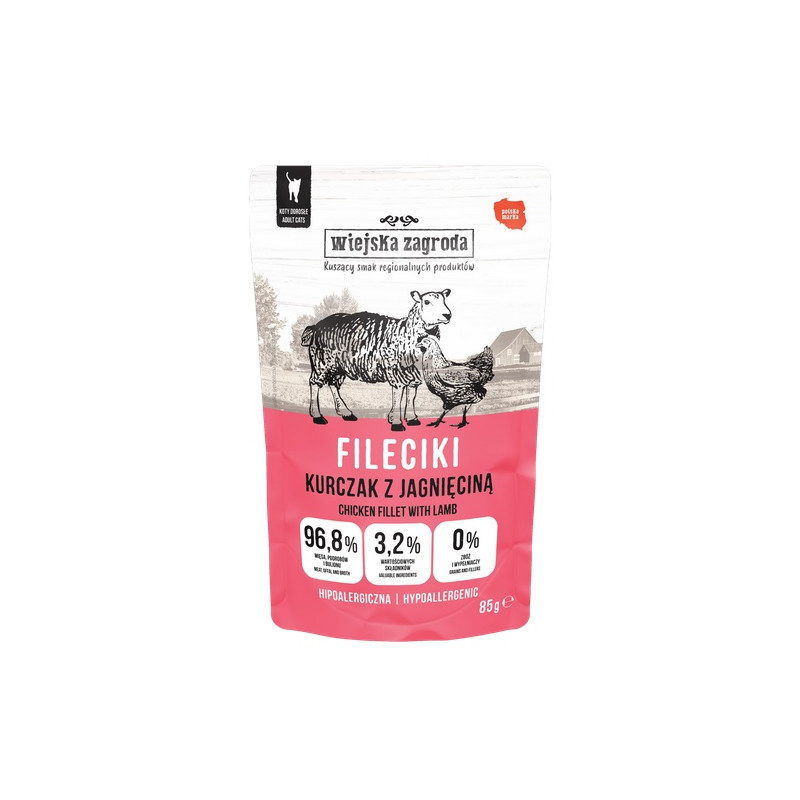 Wiejska Zagroda Kot Fileciki kurczak z jagnięciną saszetka 85g - All4Animals