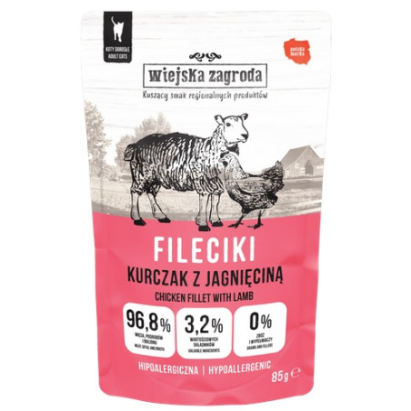 Wiejska Zagroda Kot Fileciki kurczak z jagnięciną saszetka 85g - All4Animals