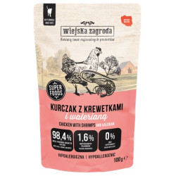 Wiejska Zagroda Kot Kurczak z krewetkami i walerianą saszetka 100g - All4Animals