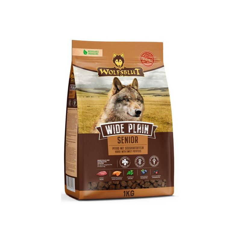 Wolfsblut Dog Wide Plain Senior - konina i bataty 1kg - All4Animals