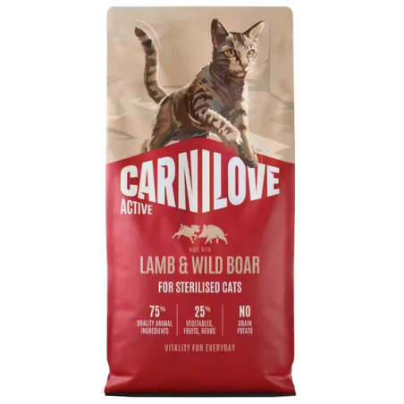 Carnilove Cat Active Lamb & Wild Boar Sterilised - jagnięcina i dzik 2kg - All4Animals