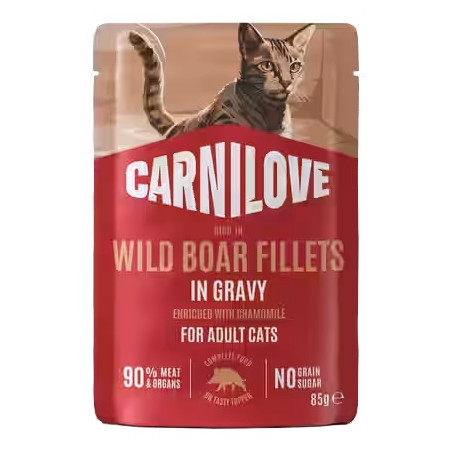 Carnilove Cat Wild Boar - dzik w sosie saszetka 85g - All4Animals