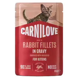 Carnilove Cat Rabbit Kitten - królik w sosie saszetka 85g - All4Animals