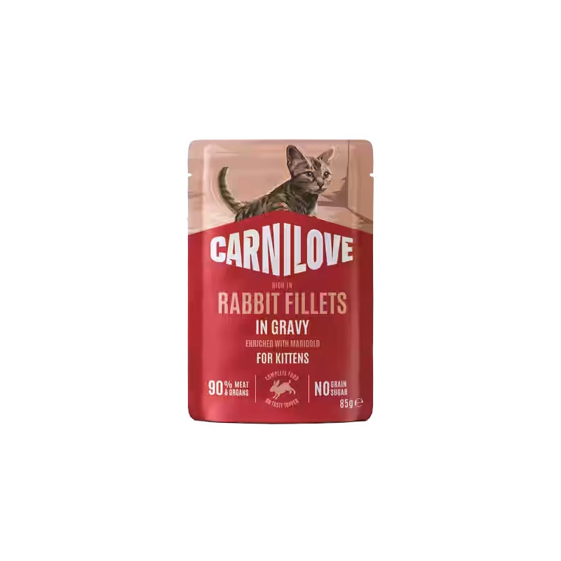 Carnilove Cat Rabbit Kitten - królik w sosie saszetka 85g - All4Animals