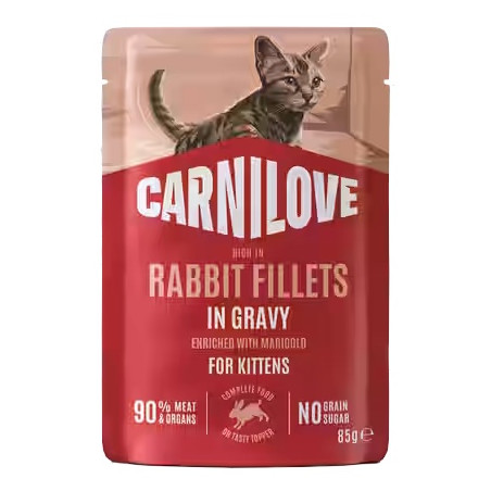 Carnilove Cat Rabbit Kitten - królik w sosie saszetka 85g - All4Animals